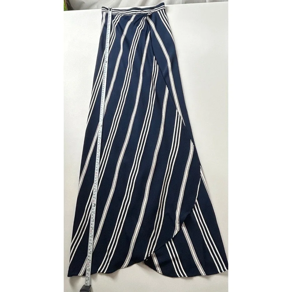 Flynn Skye Wrap It Up Slit Maxi Skirt Womens S Blue White‎ Striped Nautical